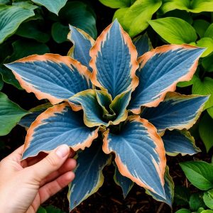 Хоста Океан Вью купить по цене от 960р. в интернет-магазине «Посадика» с доставкой почтой в в Омутнинске и по всей России – [изображение №1].