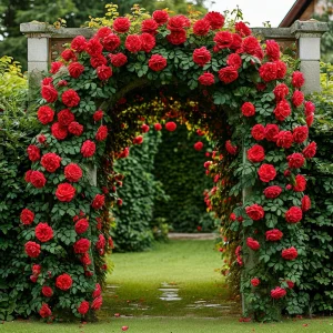 Роза плетистая Алый Триумф купить по цене от 319р. в интернет-магазине «Посадика» с доставкой почтой в в Омутнинске и по всей России – [изображение №1].